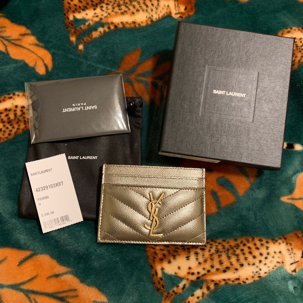 YSL metallic card holder